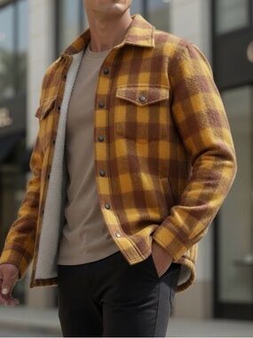Sandro jacket. Checkered mustard color.